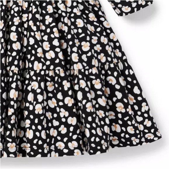 Brand New Janie & Jack Toddler Girl Black Floral 3/4 Sleeve Dress, Size 3, NWT - Picture 4 of 5